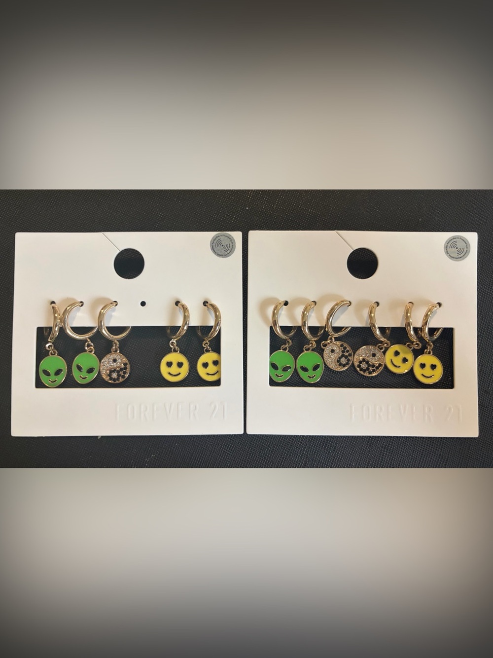 Forever 21 NWT Alien, Smiley & Yin Yang Hoop Earring Bundle (11 Earrings)